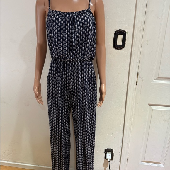 Kaileigh Blue and White Polka Dot Jumpsuit with Palazzo Pants - Picture 4 of 5